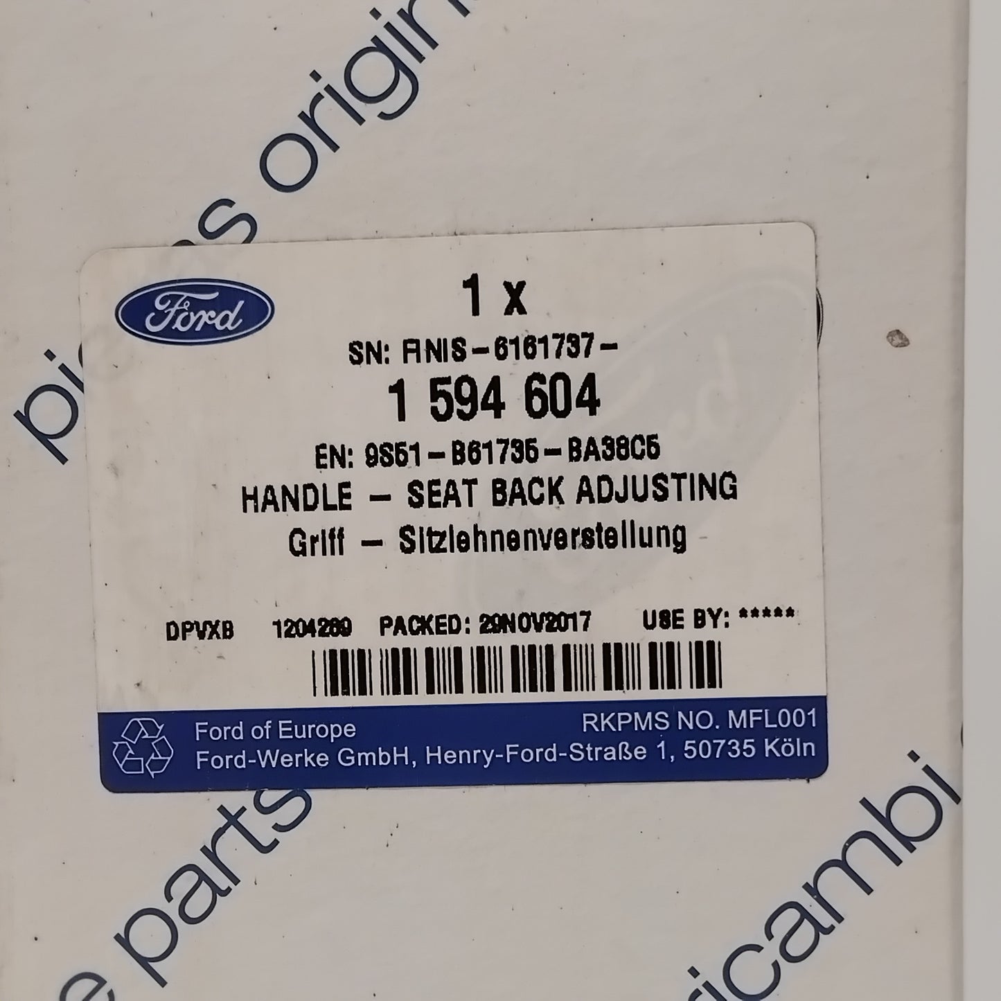 Genuine Front Seat Back Adjusting Handle - Ford KA 2008-2016 | 1594604