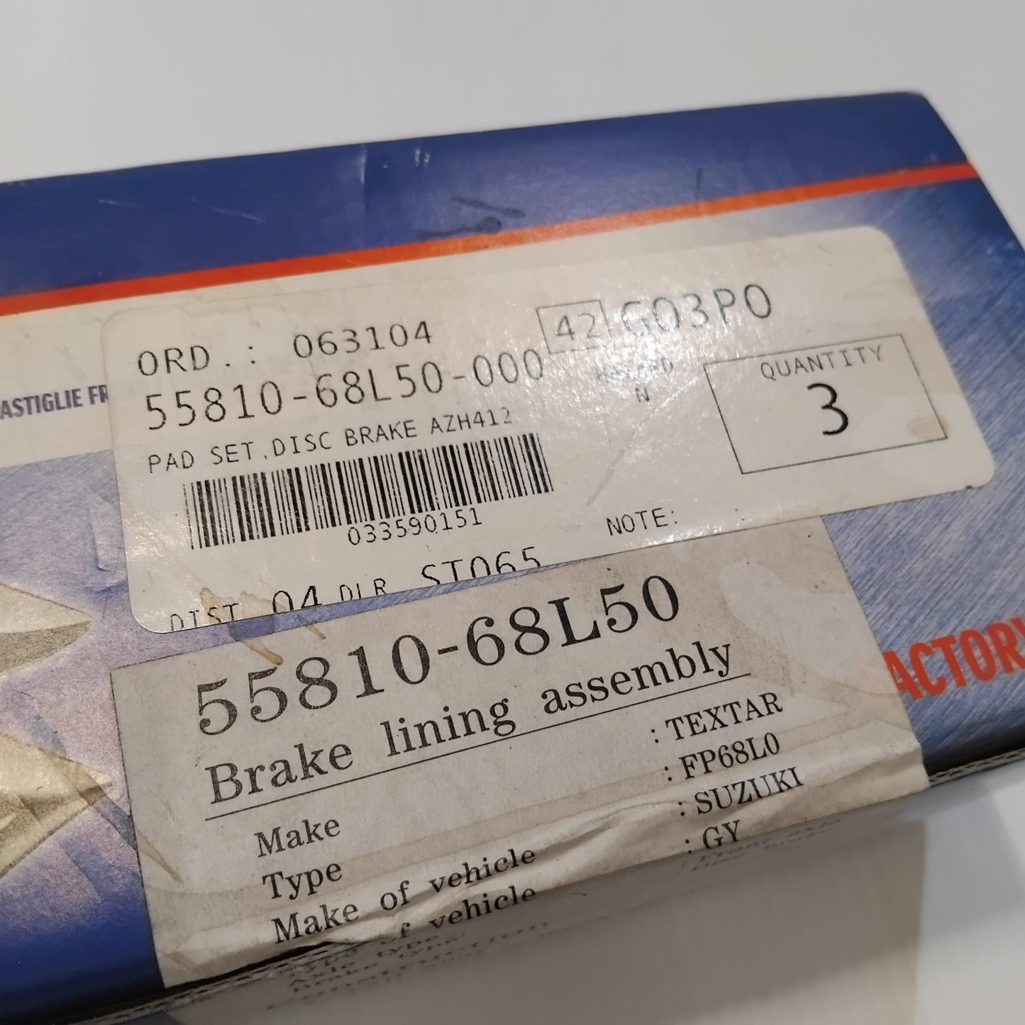 Genuine Suzuki Front Brake Pads | 55810-68L50-000