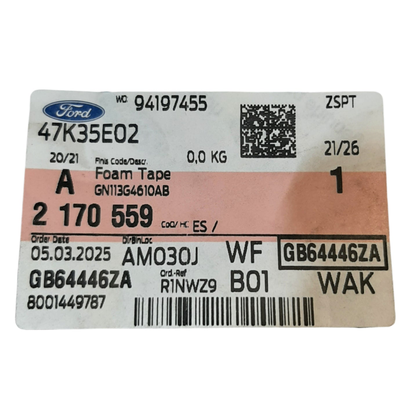 Genuine Ford Foam Tape (Fiesta) | 2170559