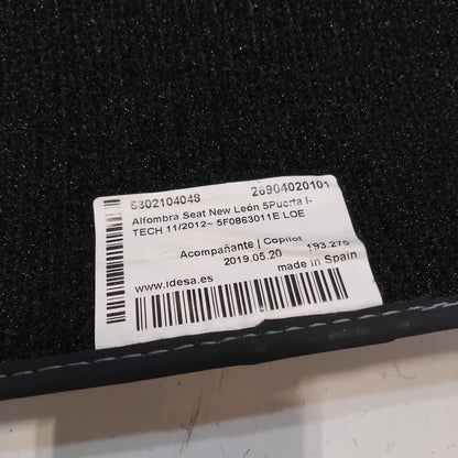 Genuine Front/ Rear Carpet Mats - Seat Leon Left Hand Drive 2013-2020 | 5F0863011Eloe