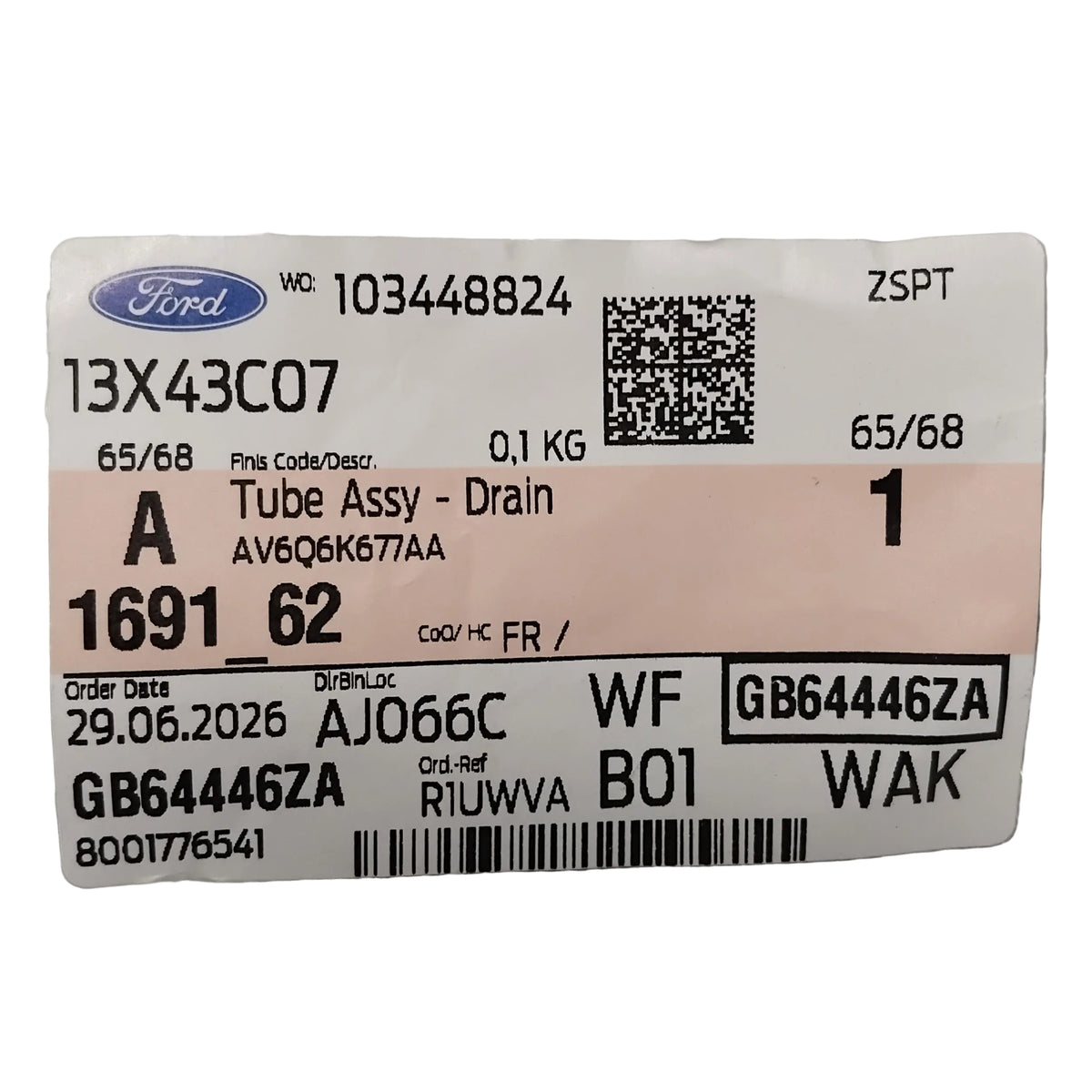 Genuine Ford Tube Assy - Drain | 1691062