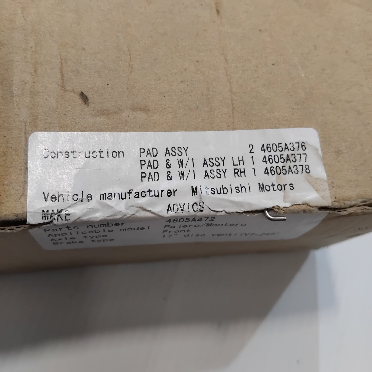 Genuine Mitsubishi Pad Set,Fr Brake | 4605A472
