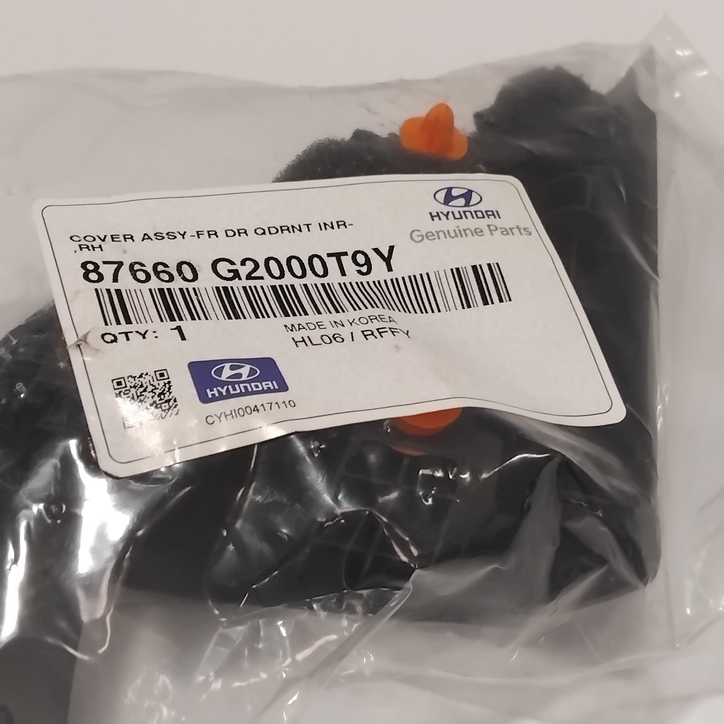 Genuine Hyundai Cover Assy-Fr Dr Qdr | 87660G2000T9Y