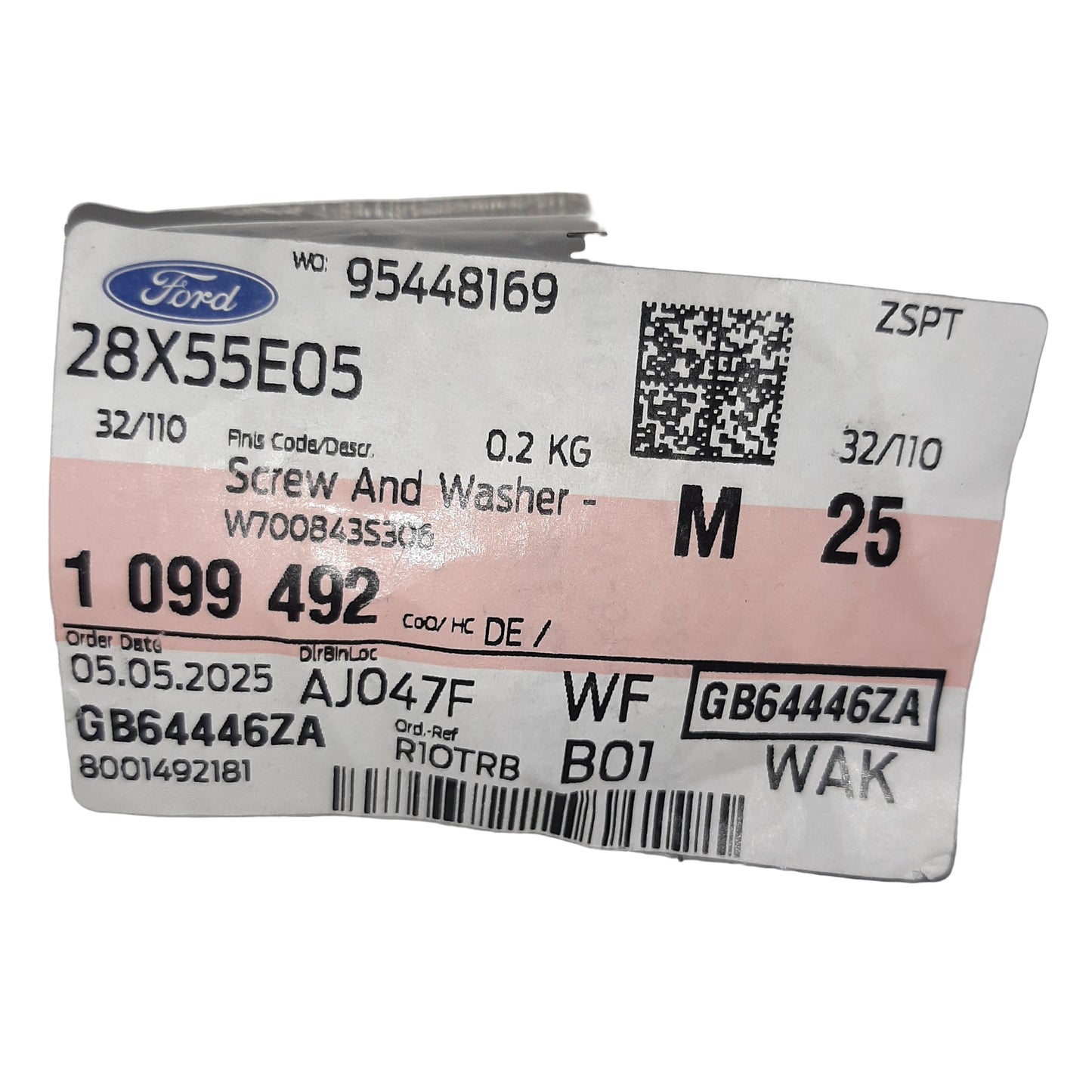 Genuine Ford Screw and Washer - Cross Recess | 1099492