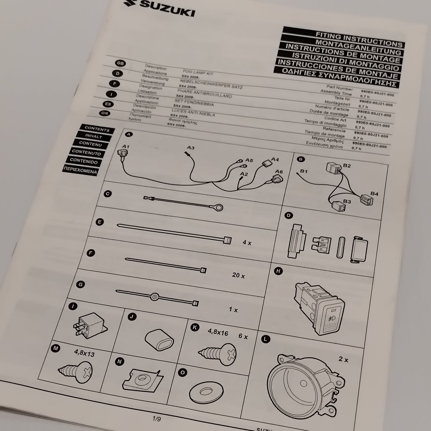 Genuine Suzuki Fog Lamp Kit Sx4 | 990E0-80J21-000