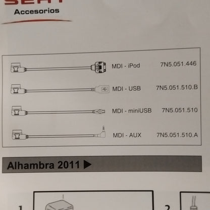 Genuine Multimedia MDI - AUX Cable - Seat Alhambra 2011- | 7N5051510A