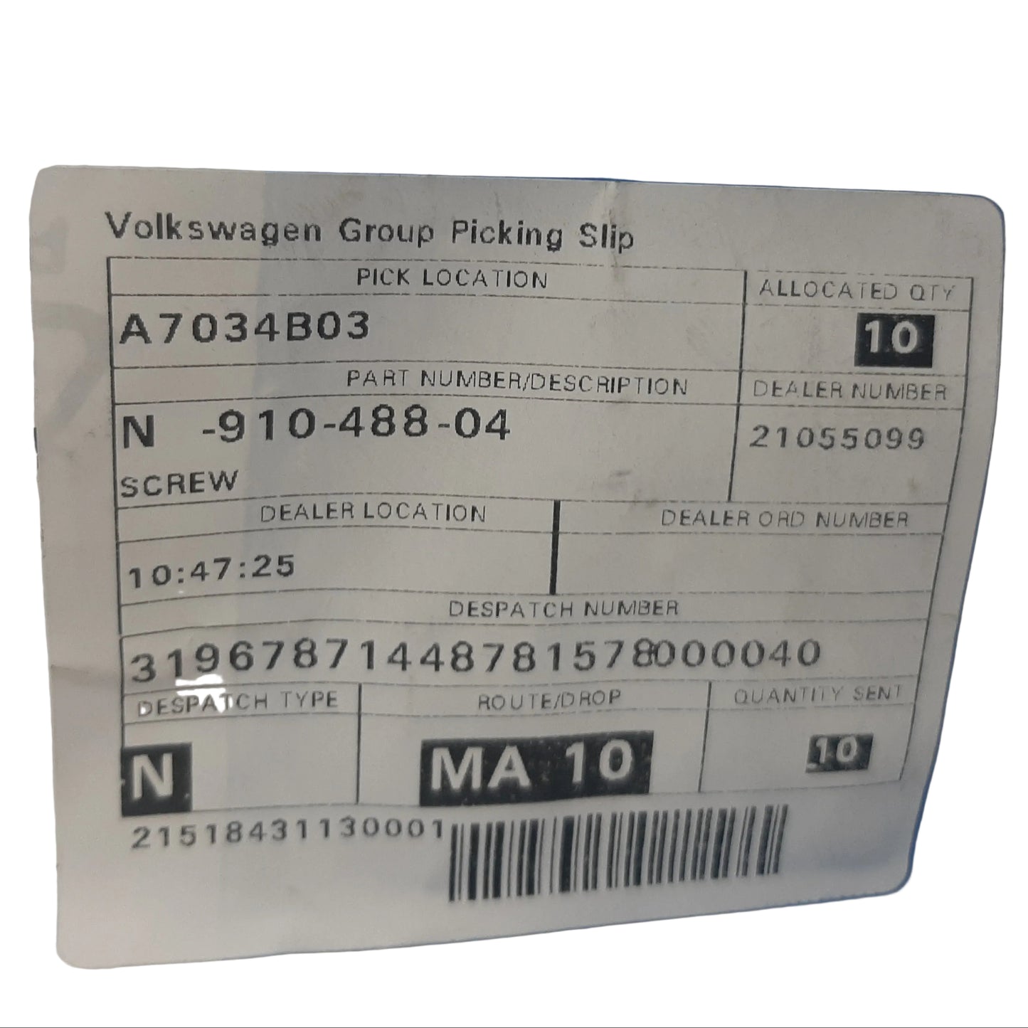 Genuine SEAT Screw | N91048804