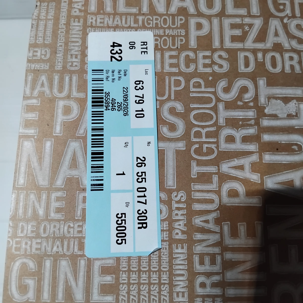 Genuine Renault Lamp-Fdr  Rr Rh | 26 55 017 30R