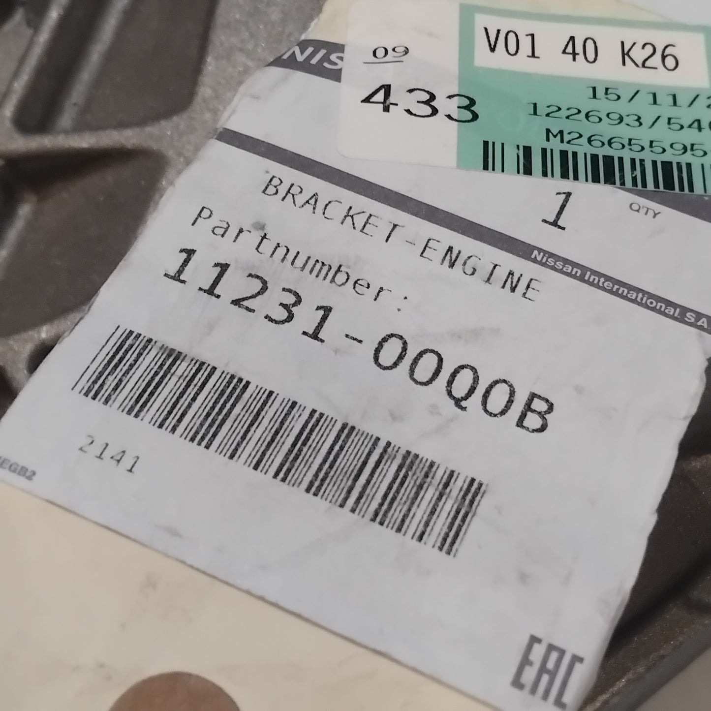 Genuine Nissan Bracket-Engine | 1123100Q0B