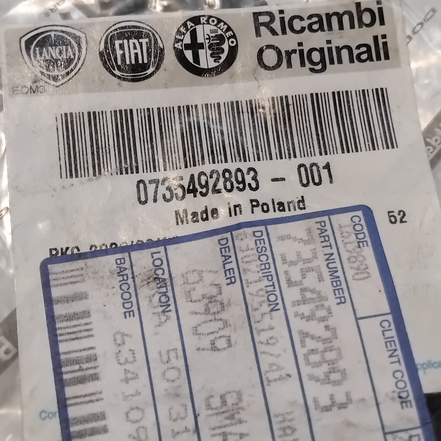 Genuine Interior Boot Handle / Tab - Fiat 500 / Panda | 735492893