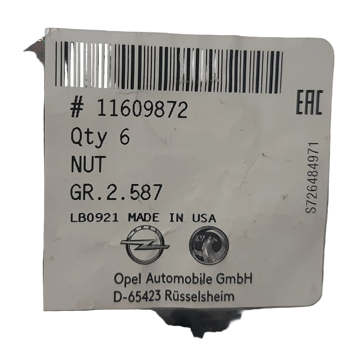 Genuine Vauxhall Nut | 11609872