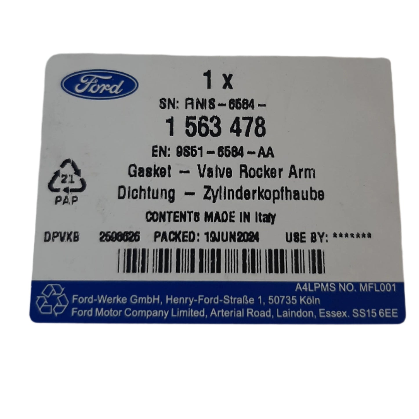 Genuine Ford Gasket - Valve Rocker Arm Cover | 1563478