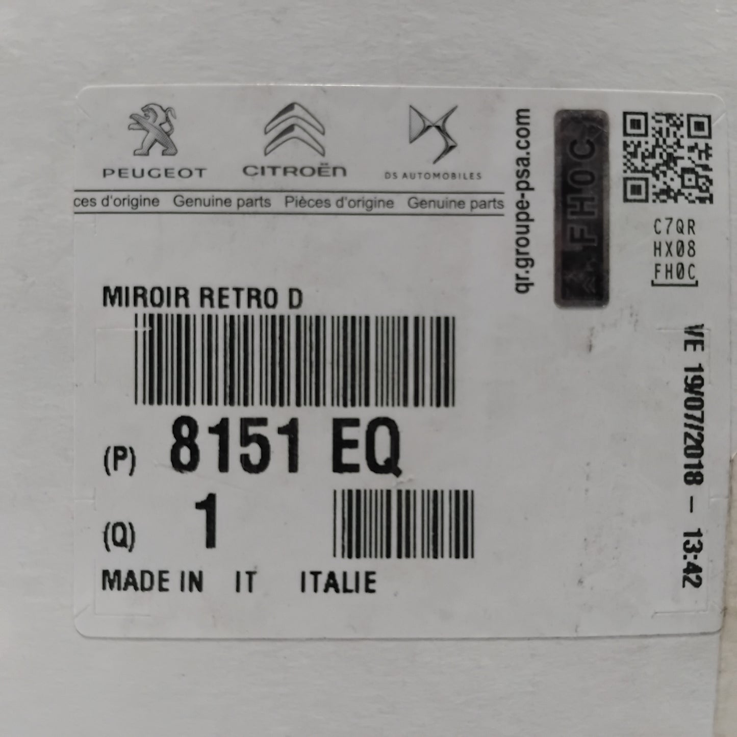 Genuine Offside Blind Spot Mirror Glass - Peugeot Boxer | 8151EQ