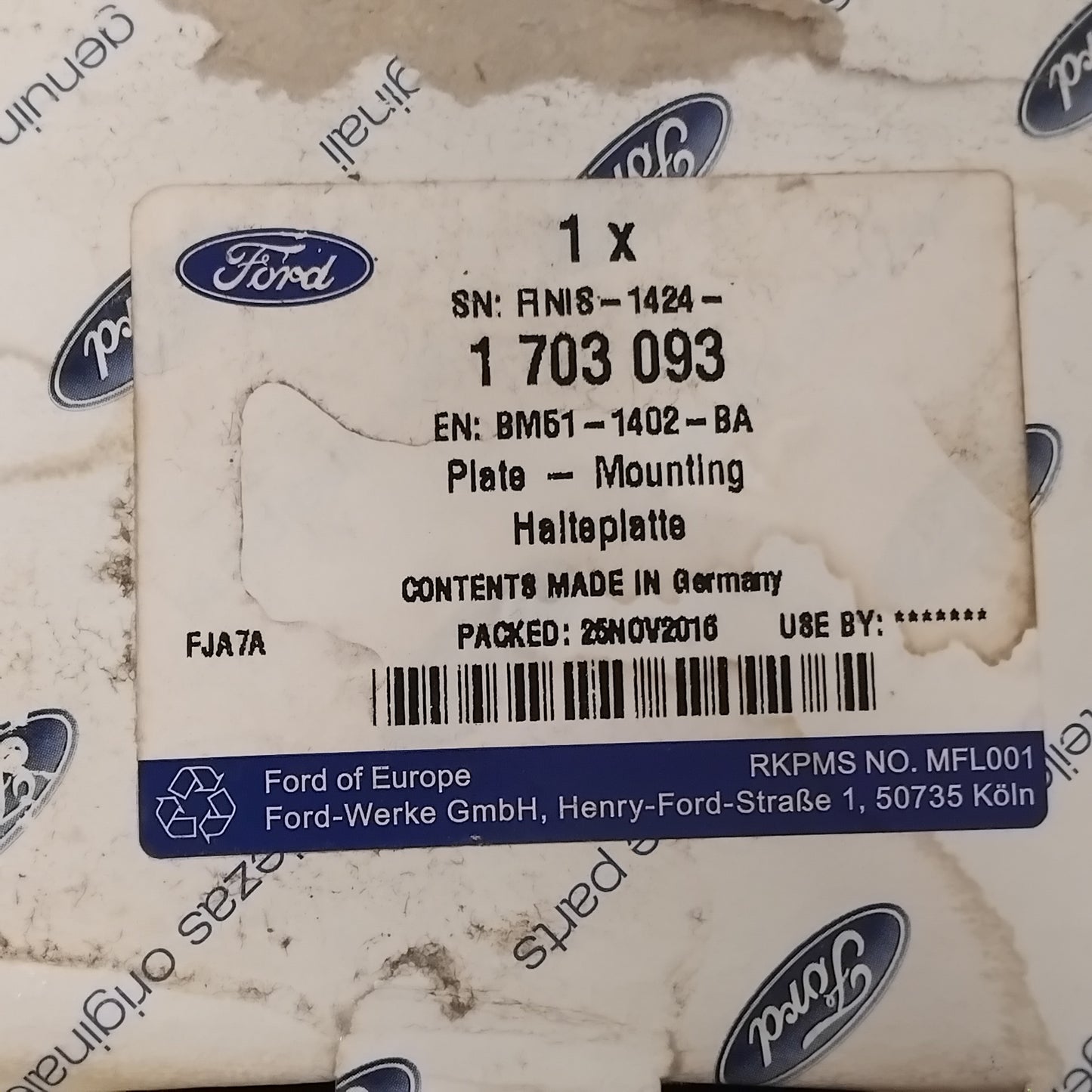 Genuine Spare Wheel Mounting Plate - Ford Focus 2010-Present | 1703093