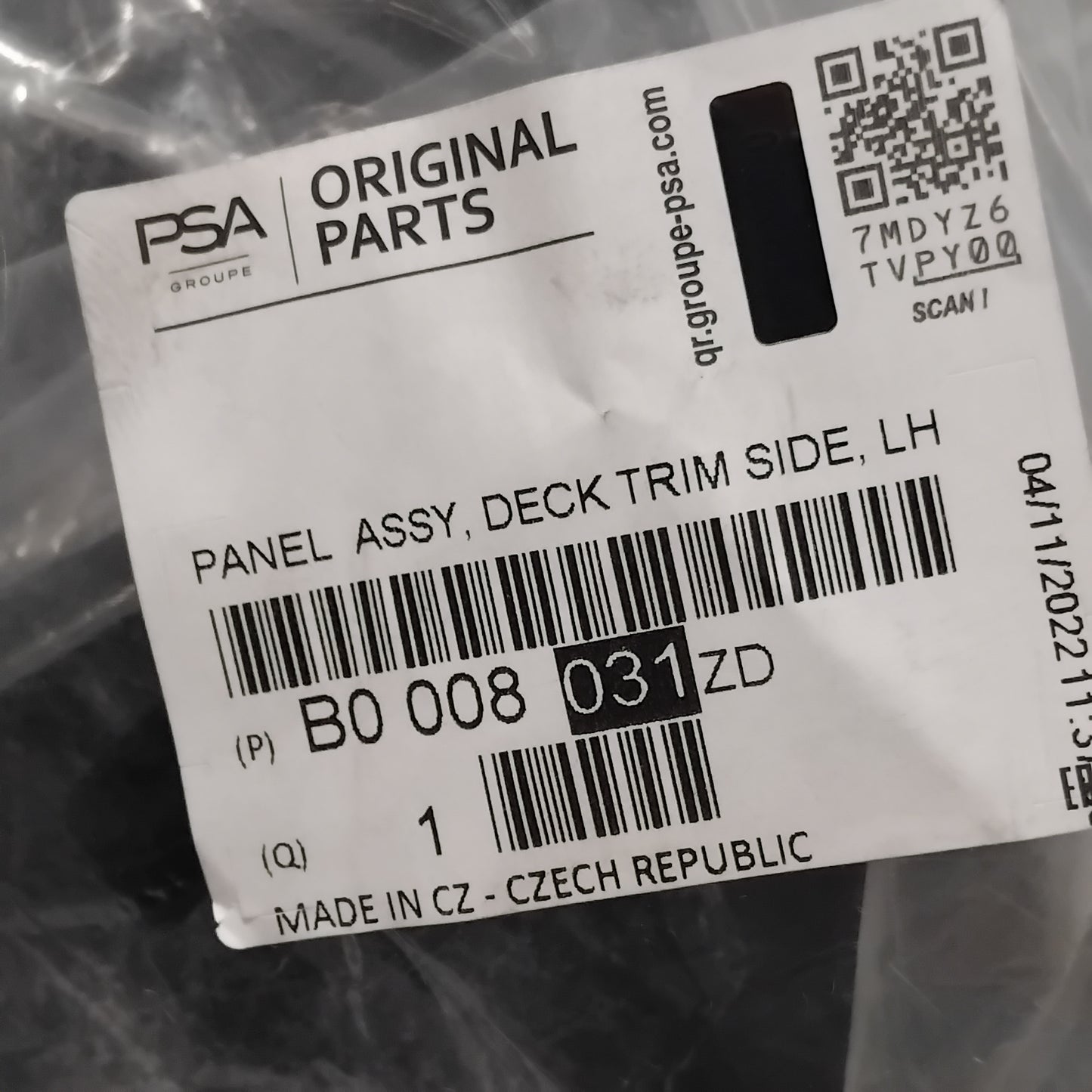 Genuine Peugeot Trunk Lining | B0008031ZD