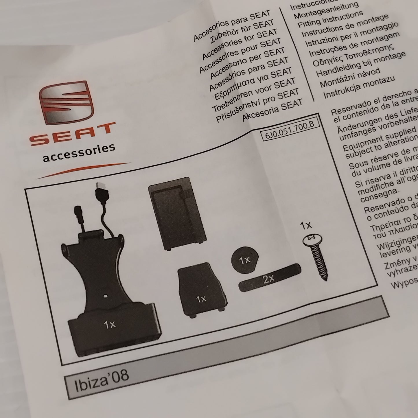 Genuine SEAT Holder | 6J0051700B