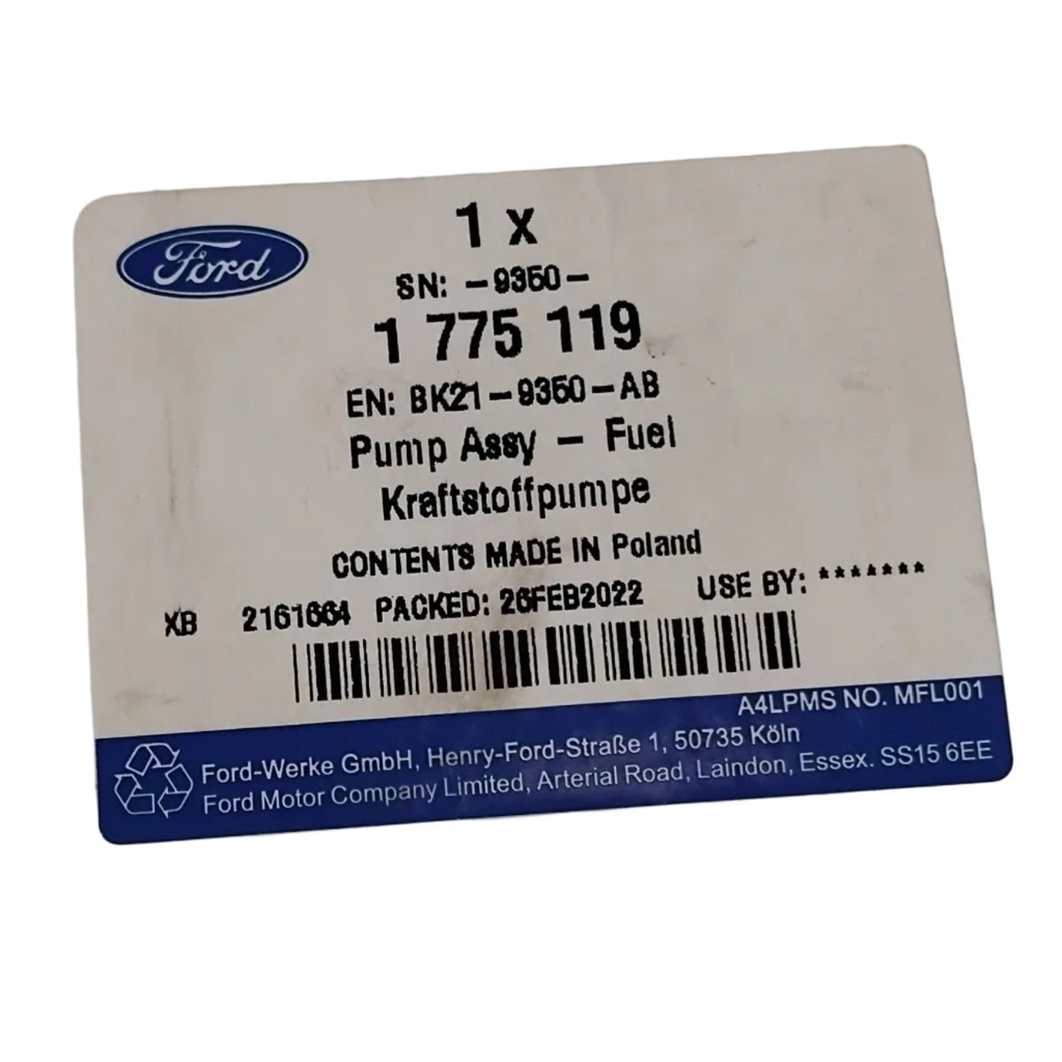 Genuine Ford Pump Assy - Fuel | 1775119