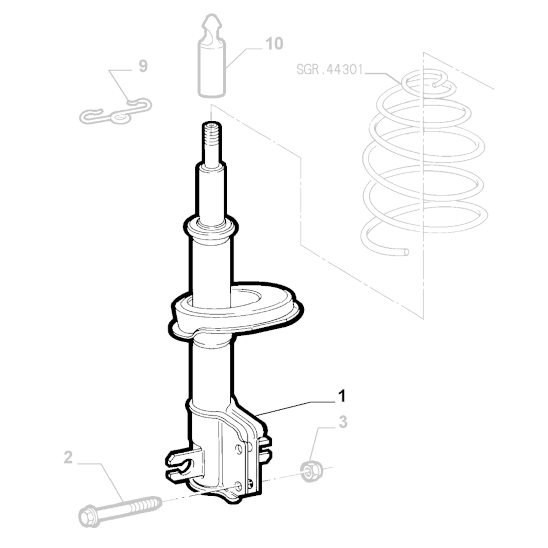 Genuine Front Shock Absorber Strut - Fiat Punto 1999-2010 | 50711334
