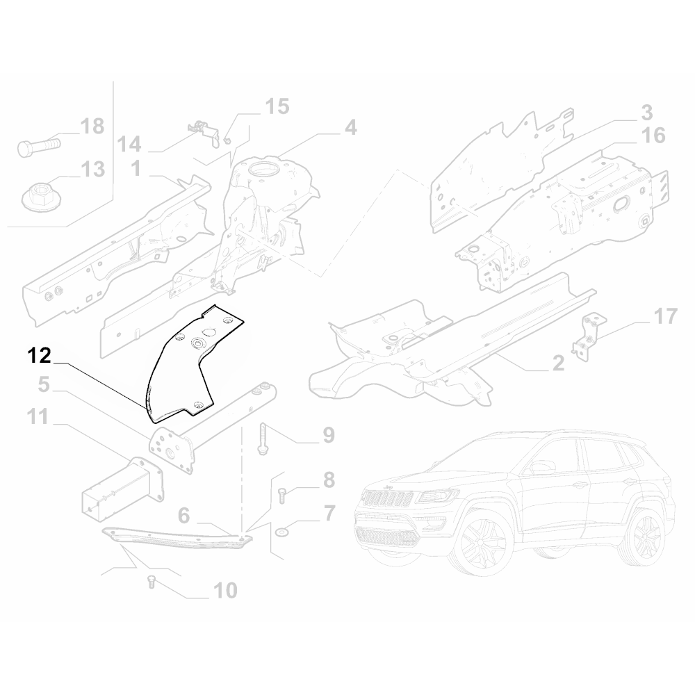 Genuine Front Left Subframe Protection - Jeep Compass 2021-2025 | 53485743