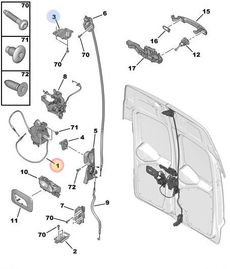 Genuine Peugeot Expert Hinged Rear Door Lock | 9138S3