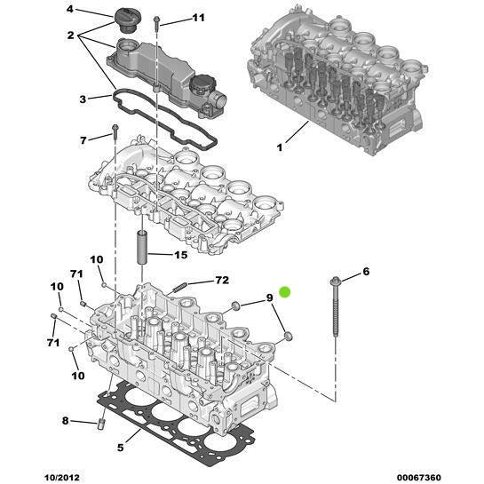 Genuine Peugeot Cylinder-Head Well-Plug - Citroen Dispatch 2007-2011 Diesel | 023442 | 023442