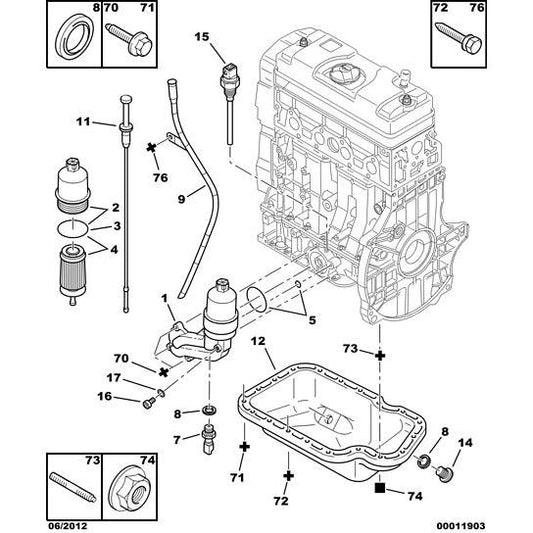 Genuine Peugeot Engine Oil Filter Body Gasket - Citroen C3 2002-2005 Petrol | 1103J7 | 1103J7
