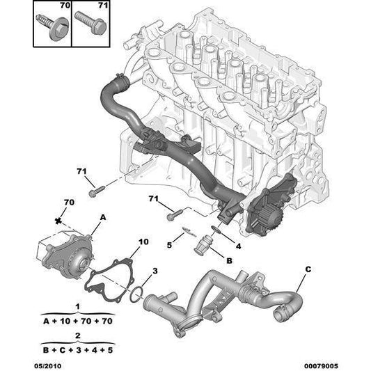Engine Water Thermostat Gasket - Citroen C-Crosser 2007-2012 Diesel | 1338G5