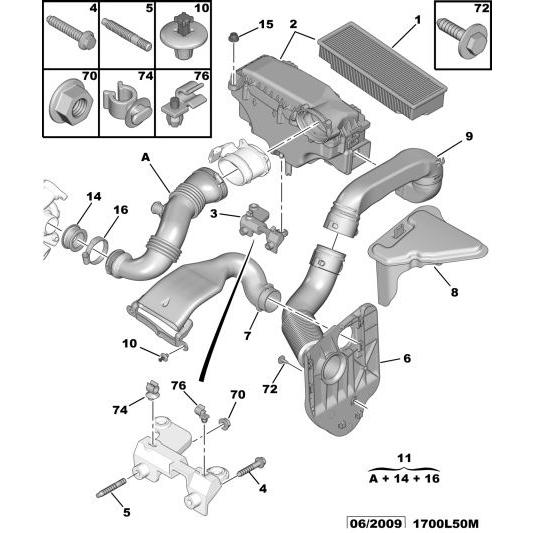 Genuine Peugeot Intake Air Filter Bracket - Citroen C5 2004-2008 Diesel | 1436S4 | 1436S4