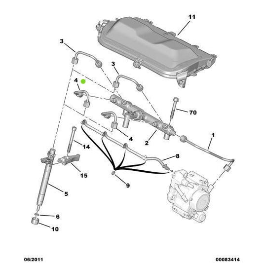 Genuine Peugeot Injection Pump Outlet Pipe - Citroen Dispatch 2016-2020 Diesel | 1570P4 | 1570P4