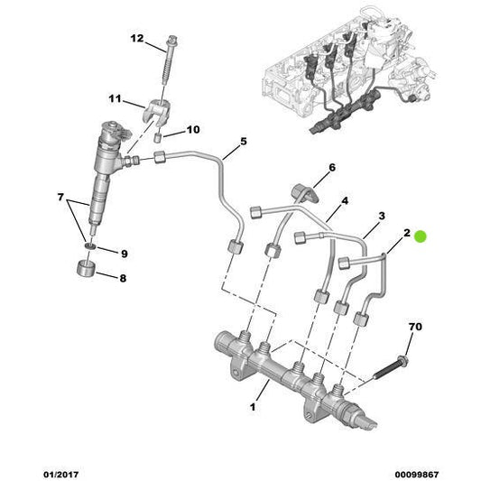 Genuine Diesel Injector Supply Pipe - Peugeot Citroen Dispatch 2016-2020 | 1570P9