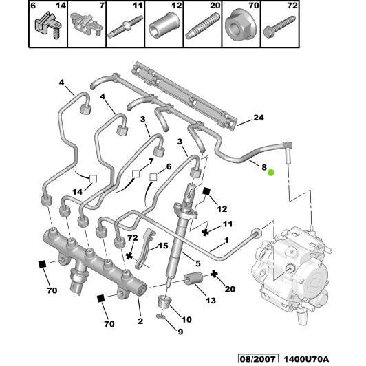 Diesel Injector Return Pipe - Citroen C5 2008-2021 Diesel | 1574L9