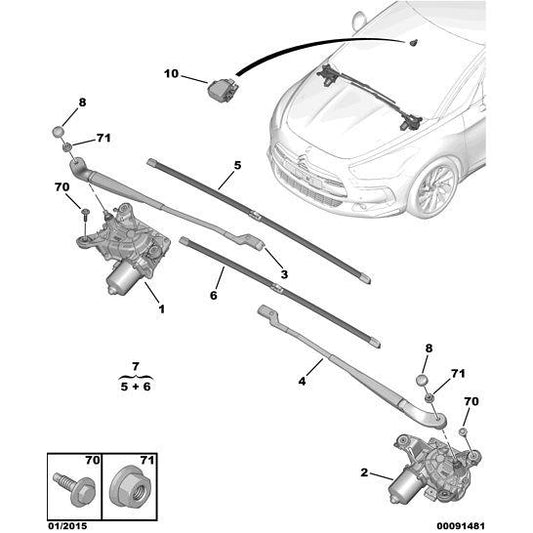 Flat Wiper Blade - Citroen DS5 2011-2021 Petrol | 1607219480