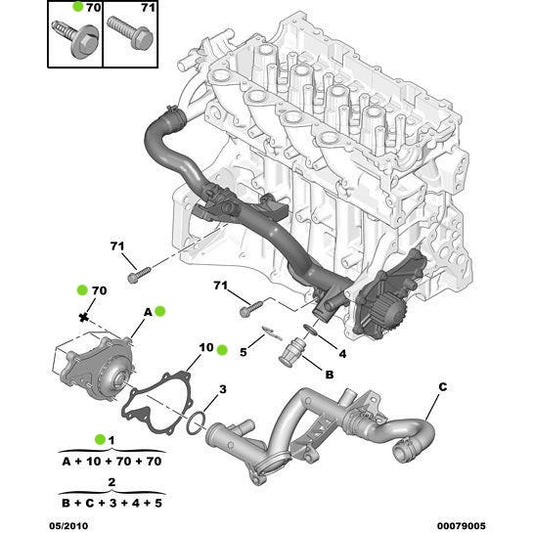 Genuine Peugeot Water Pump - Citroen Dispatch 2007-2011 Diesel | 1609417680 | 1609417680