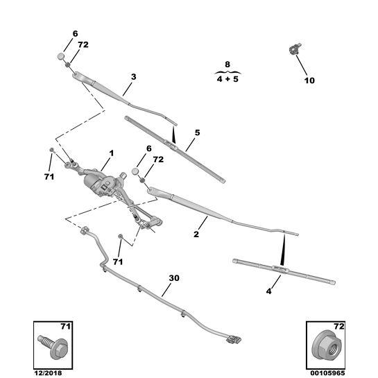 Flat Wiper Blade Right - Citroen Dispatch 2016-2020 Diesel | 1642340580