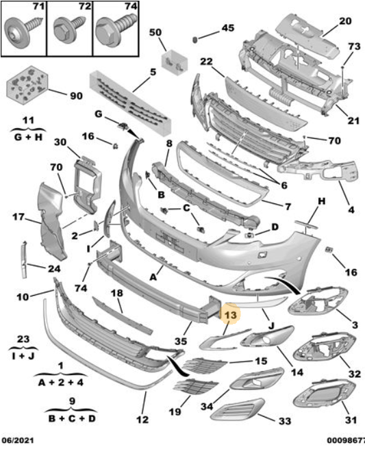 Moulding For Fog Light Surrounds - Peugeot 308 2008-2013 | 1610758980