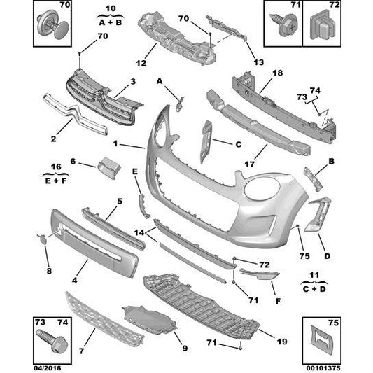 Bumper Rubber Boot - Citroen C1 2012-2014 Petrol | 1612228180