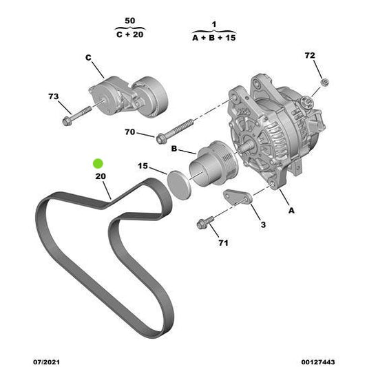 Genuine Ancillary Control Belt - Citroen C1 2014-2022 Petrol | 1612351580