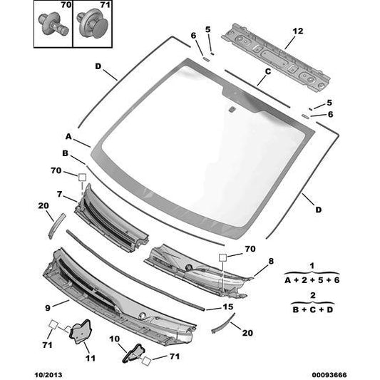 Windscreen Window Weatherstrip - Citroen C1 2005-2009 Petrol | 1614215780