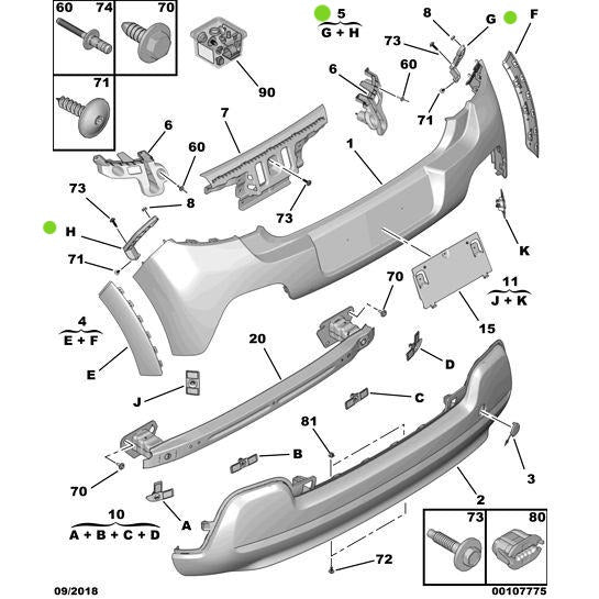 Genuine Bumper Support Set - Citroen C3 2015-2021 | 1618031280