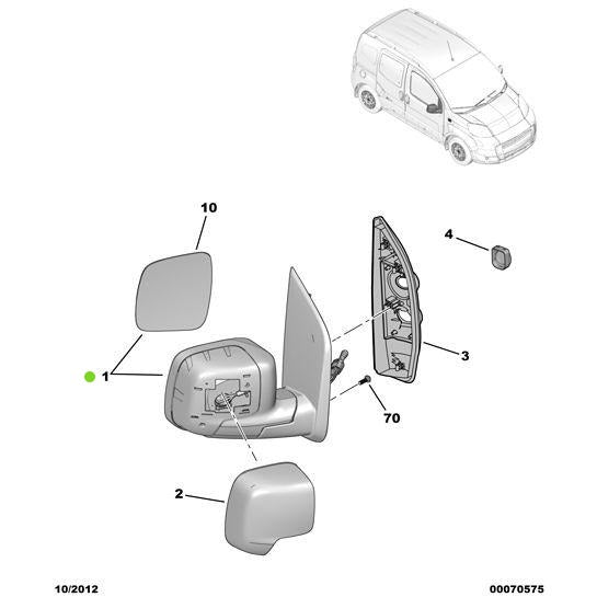 Genuine Peugeot Nearside Exterior Door Mirror - Citroen Nemo 2008-2015 | 1638419080