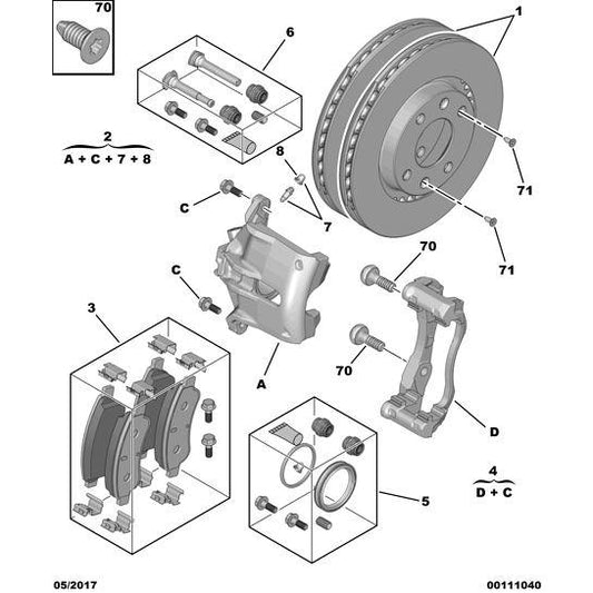 Brake Pad Kit Front - Citroen C3 Air Cross 2017-2021 Diesel | 1647863780