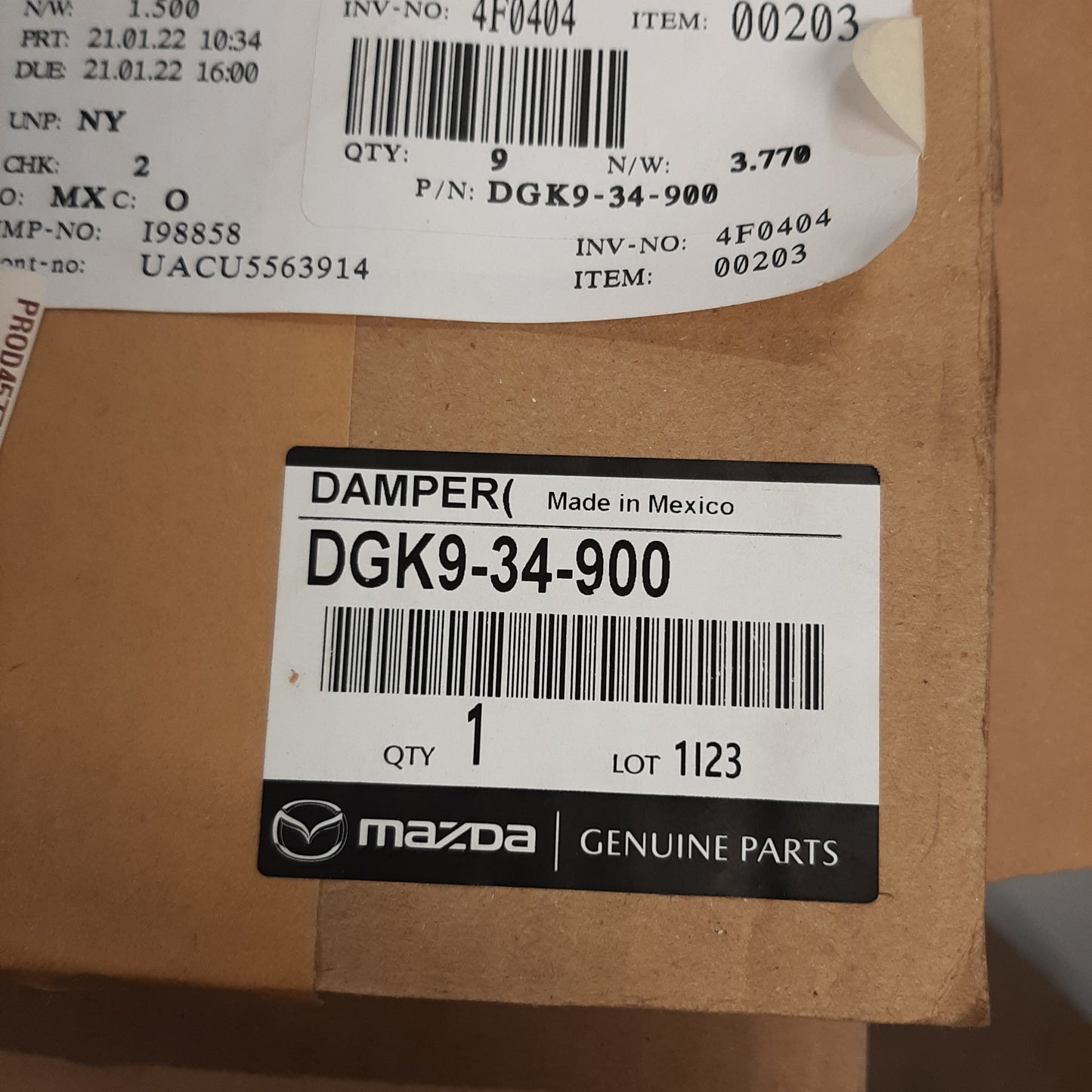 Genuine Mazda Damper(L),Front | DGK934900