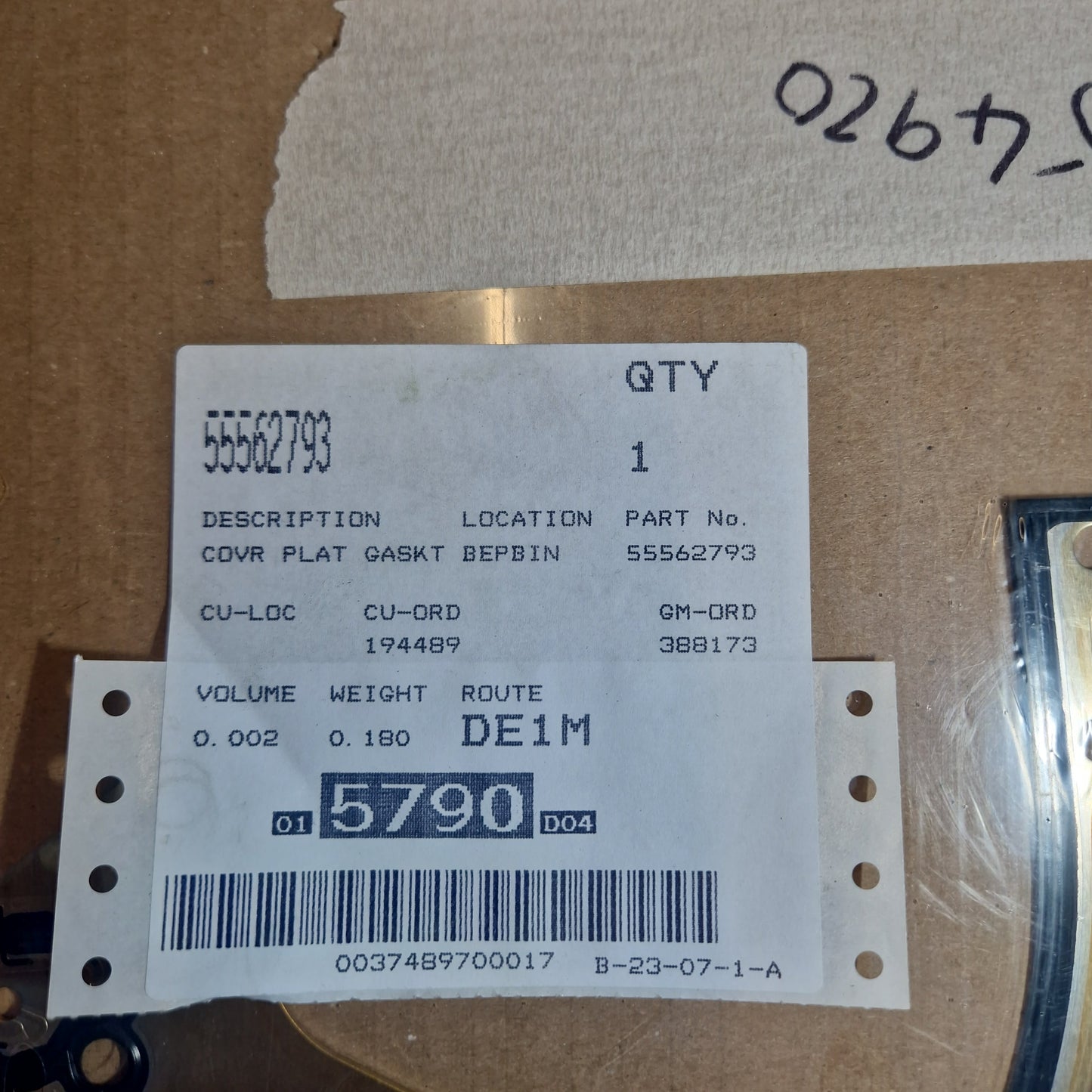Genuine Timing Chain Front Gasket - Vauxhall | 55562793
