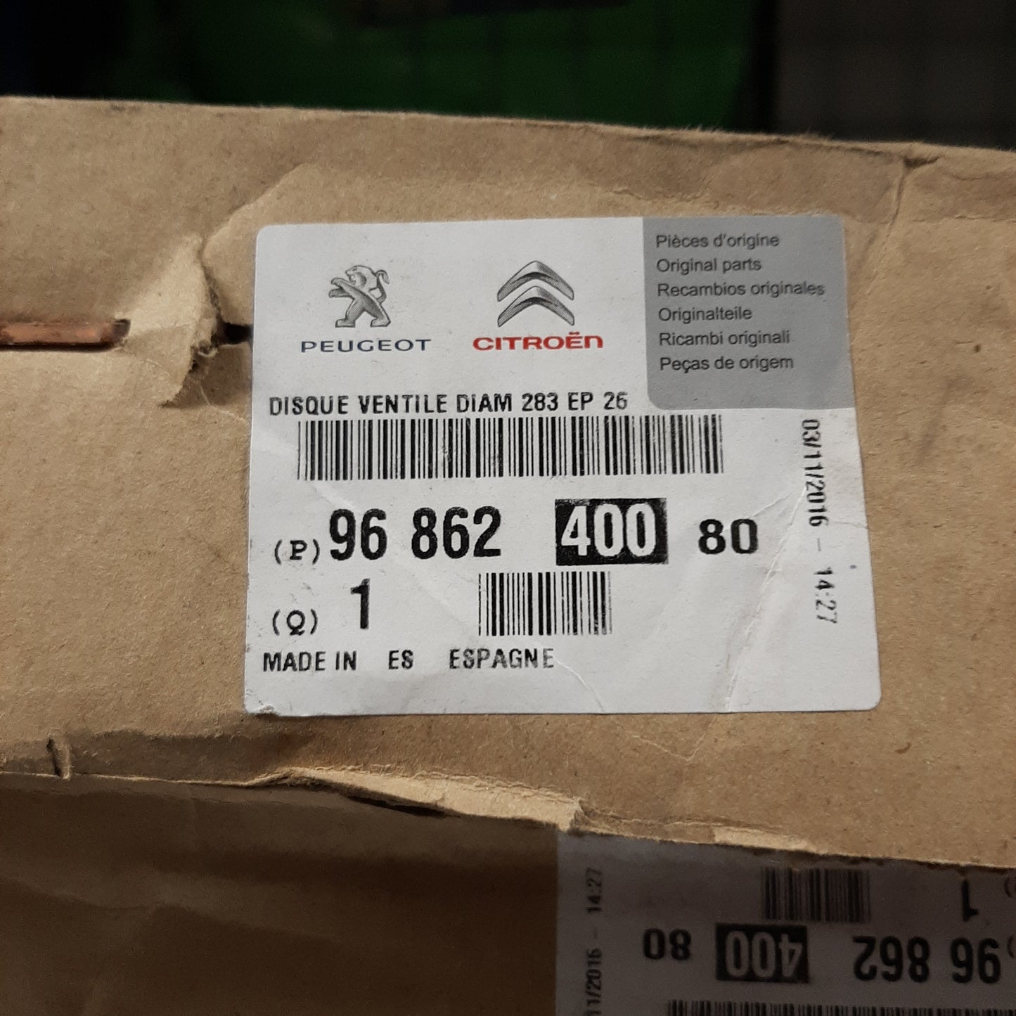 Genuine Peugeot Brake Disc | 9686240080