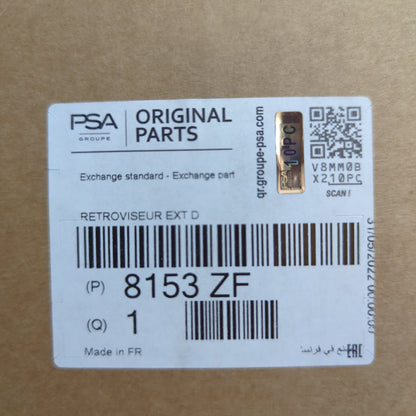 Genuine Peugeot Ext View Mirror | 8153ZF