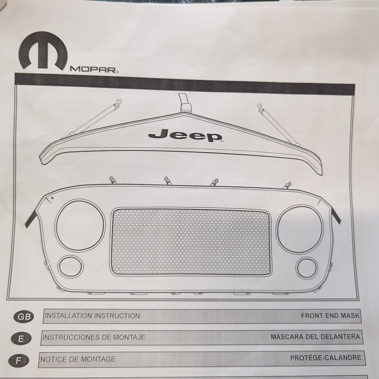 Genuine Front Bonnet Shield - Jeep Wrangler 2007- | K82210318AB