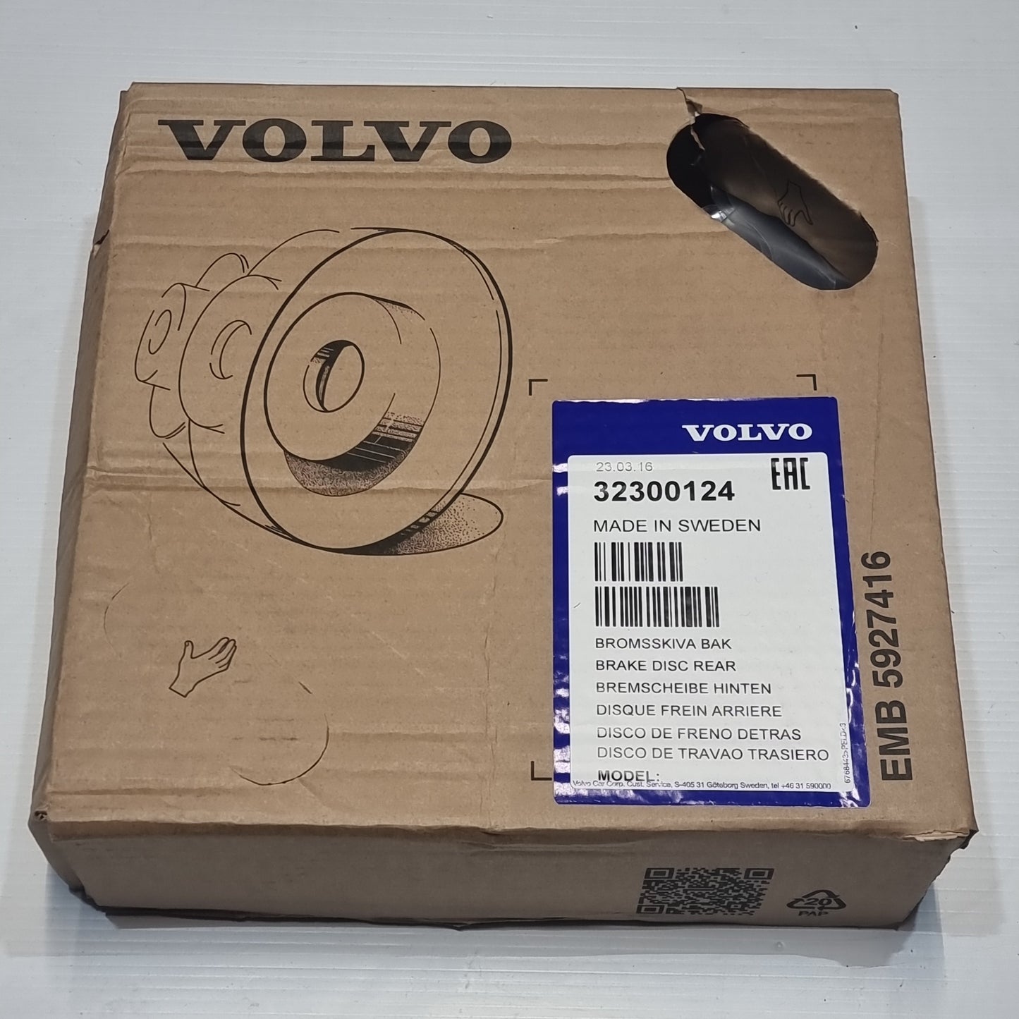 1x Genuine Brake Disc - Volvo XC40 | 32300124