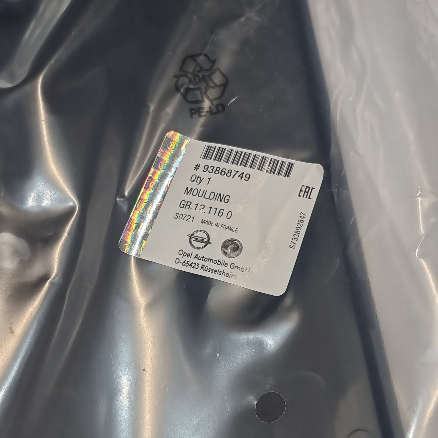 Genuine Left Rear Side Moulding - Vauxhall Vivaro Mk2 2014-2018 | 93868749