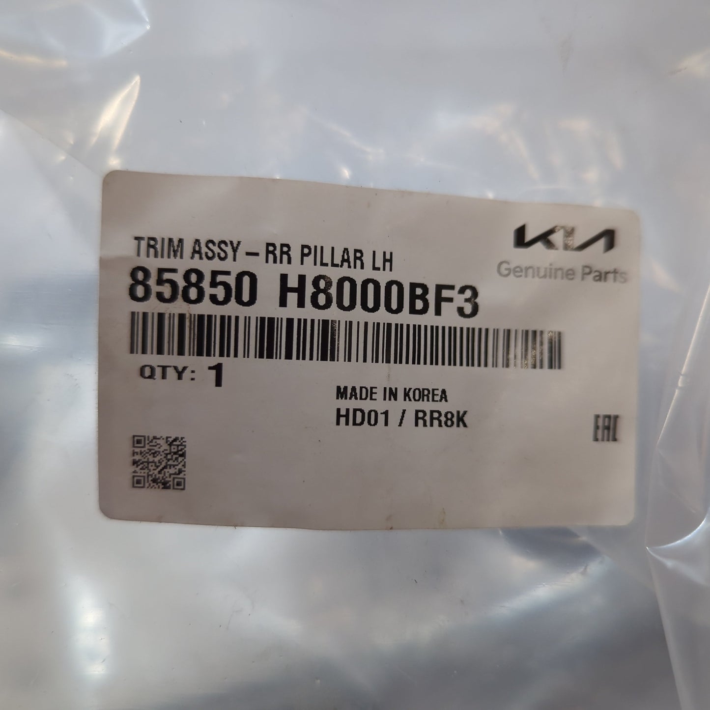 Genuine Rear Left Upper Pillar Trim - Kia Rio 2016-2020 | 85850H8000BF3