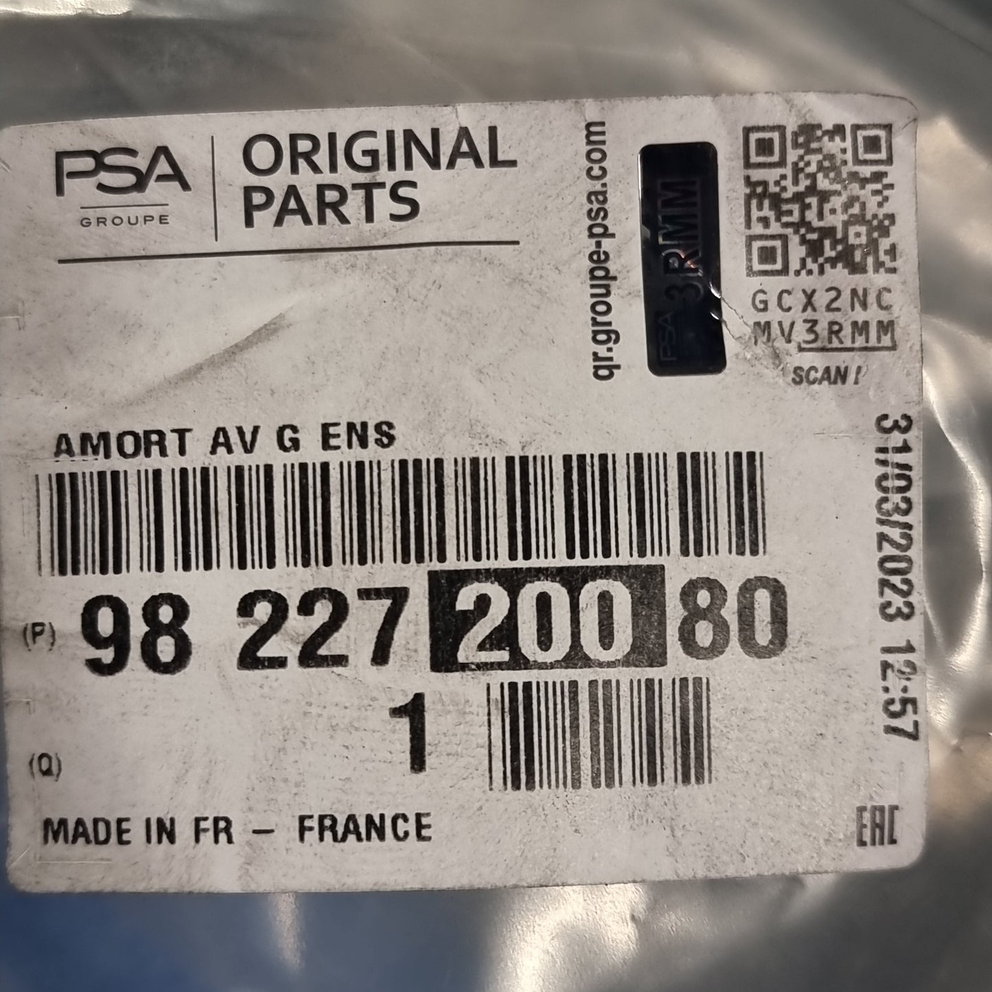 Genuine Front Shock Absorber - Peugeot 3008 | 9822720080